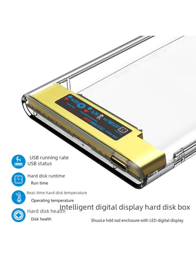 Digital Computer/mobile Hard Drive Box Portable Hdd Case Enclosure Usb 3.0 Type-c Supports Sata I/ii/iii Ssd 2.5/3.5 Inch-Color:U25ty3.1-p-ac+adapter+hard Drive Package Black And White Screen With B - Image 2